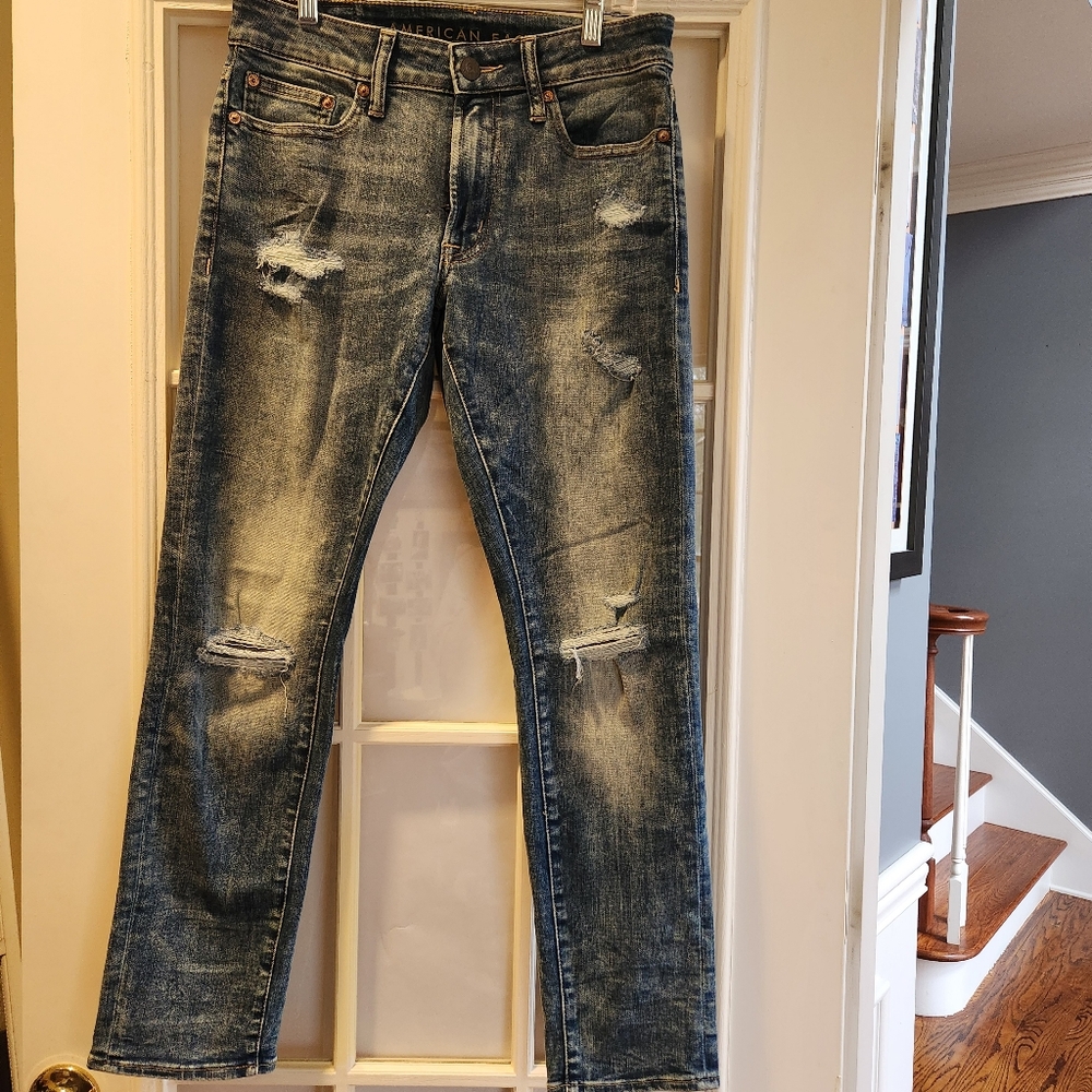 American Eagle Outfitters Slim Blue Jeans Distressed Look